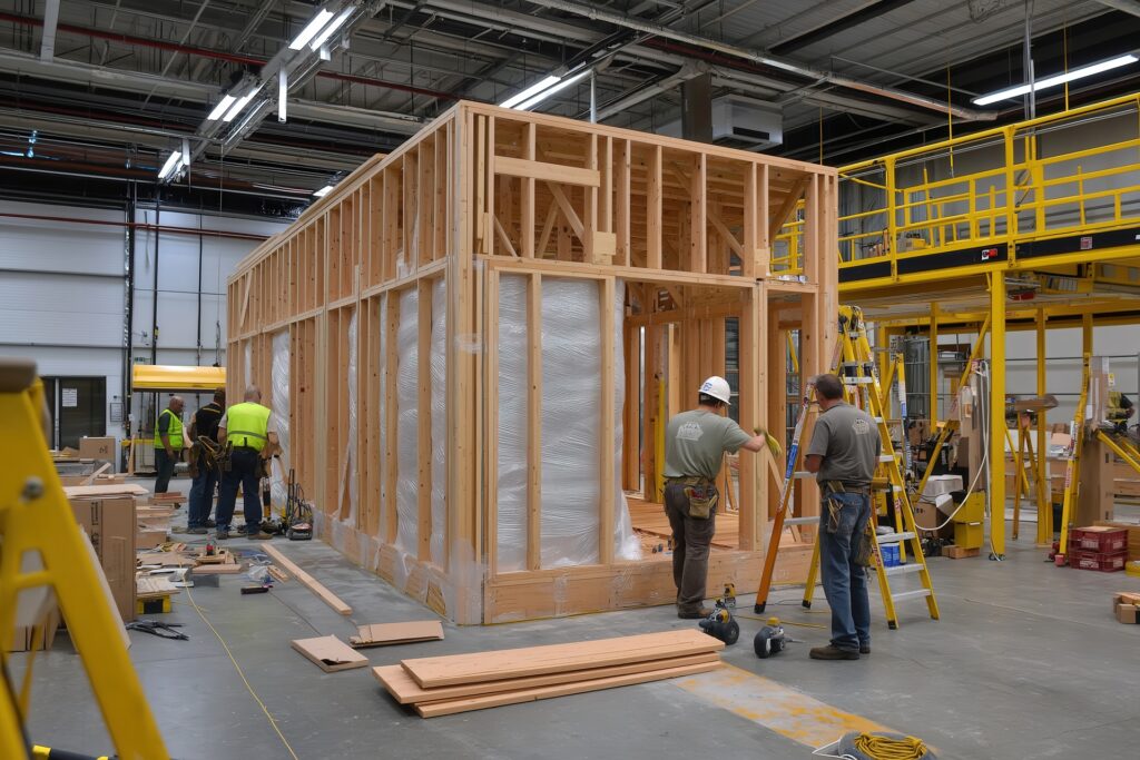 Holzrahmenbau mit Werkstattausstattung | Absaugtisch