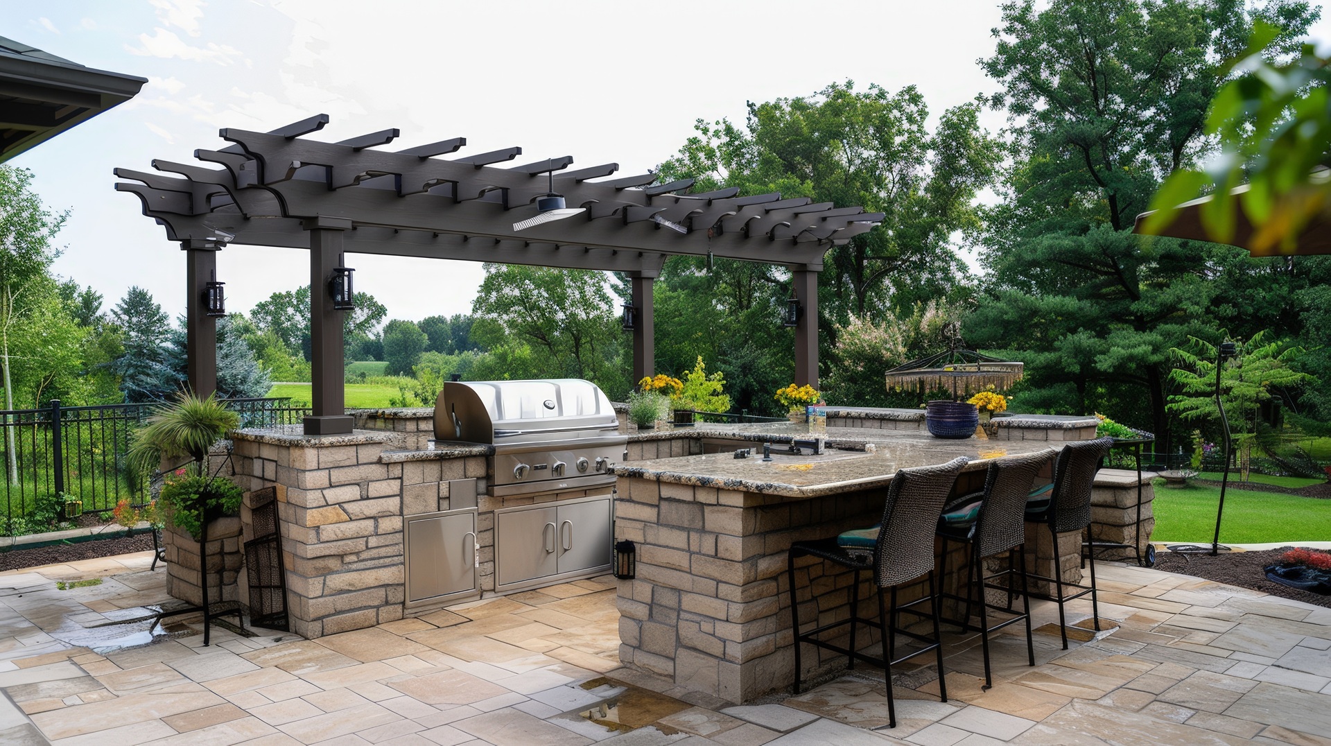 Gartenkueche mit Pergola und Grill | Outdoor Küche kaufen